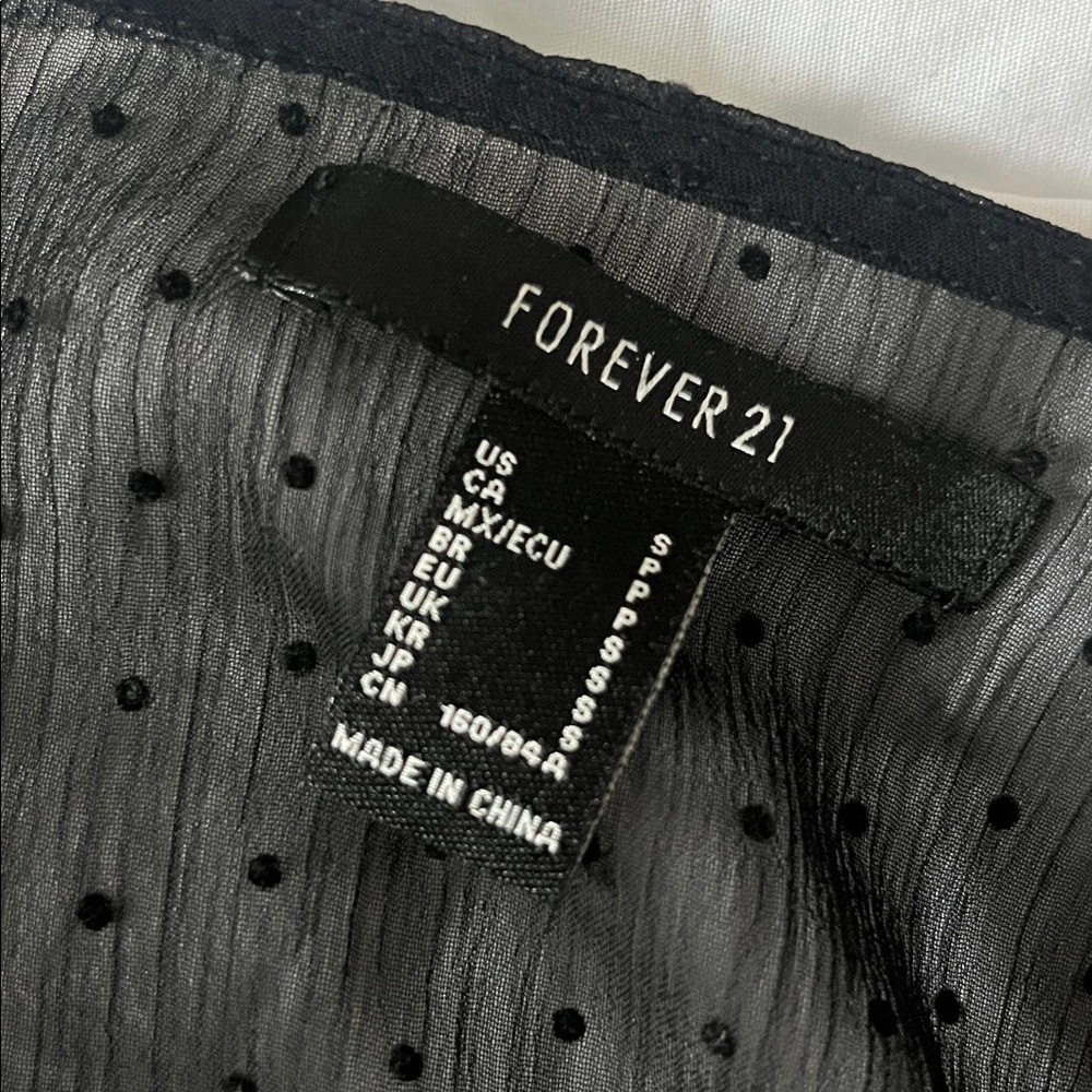 Forever 21 Black Sheer polka dot Top - Picture 3 of 7
